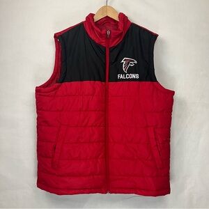 NFL Atlanta Falcons Men’s Size XL Full Zip Red Black Down Puffer Vest Outerwear